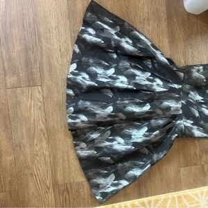 White House Black Market Monochrome Feather Print Dress